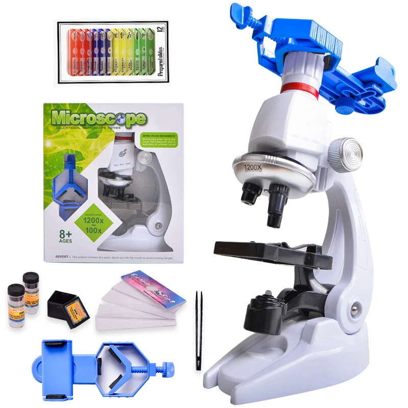 Microscopio de juguete educativo, kit de microscopio para niños