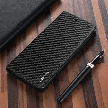 

LAPOPNUT Carbon Fiber Leather Flip Wallet Case for Huawei P30 Mate 20 Lite P20 Pro P9 P Smart 2019 P8 2017 Nova 4e Slim Cover