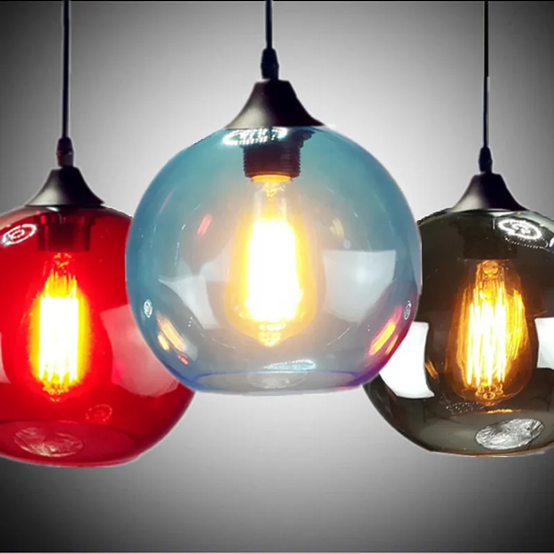 Nordic Modern hanging loft 7 Color Glass lustre Pendant Lamp industrial decor Lights Fixtures E27/E26 for Kitchen Restaurant | Лампы и