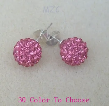 

Wholesale +Gift 10mm BEST Crystal Beads fashion Silver Plate Earrings Stud Jewelry g242