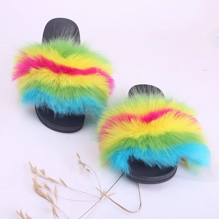 

The new 2020 indoor imitation fox wool slippers summer prevent slippery word fashion women's four seasons can wear slippers