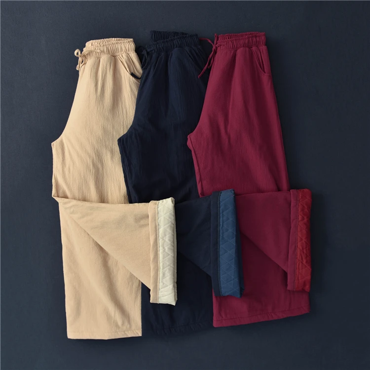 OriGoods Women Wide leg Pants Thick Warm Winter Pants Cotton Quilted Pants Women Wide leg Winter Trousers Original Vintage B275