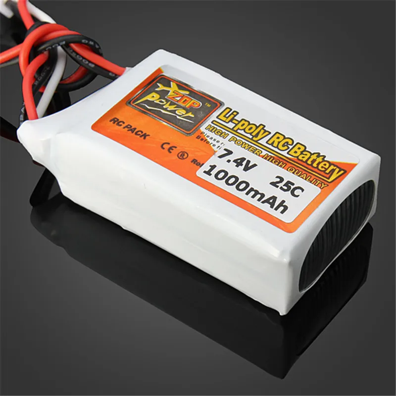 Перезаряжаемый аккумулятор ZOP power 7,4 V 1000mAh 2S 25C Lipo разъем JST для радиоуправляемого дрона FPV квадрокоптера DIY игрушки запчасти