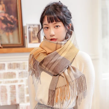 

2020 Winter&Autumn New Wool Women Scarf 100% Wool Pashmina Wraps and Shawls Ladies Plaid Soft Comfortable Warm Real Wool Scarves