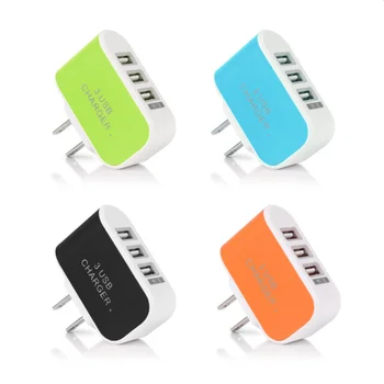 

Mini USB Port Adapter US Plug Charger 3 Port USB Charger Adapter Candy Colors 5V/1.5A Smart Wall Travel Charger For phone Ipad