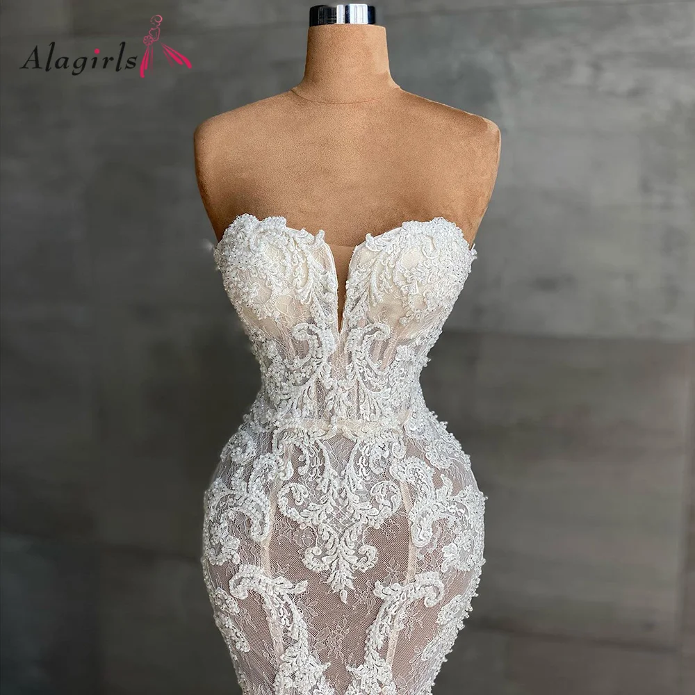 Mermaid Lace Ivory Wedding Gown 2022 Spaghetti Straps Simple Wedding Dress Sleeveless Wedding Dresses For Bride robe de mariée bridal dresses