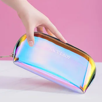 

Transparent Laser Makeup Bag Cosmetic Cases Travel Make Up Necessaries Organizer Zipper Toiletry Kit Make Up Bags