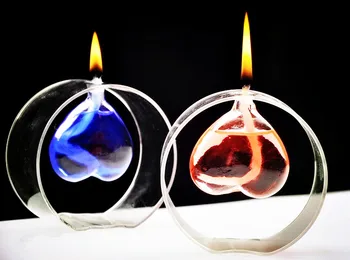 

1PC Glass Oil Lamp Heart Wedding Gift Love Atmosphere Lampstand Transparent Handcraft Lamp Decor without Kerosene QA 139