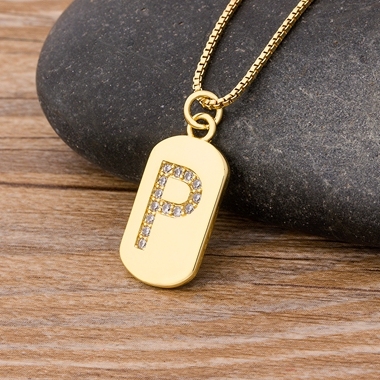 New Design Luxury Initial A-Z 26 Letters Necklace Charm  Copper Zircon Pendant Choker Family Name Jewelry Best Wedding Gift