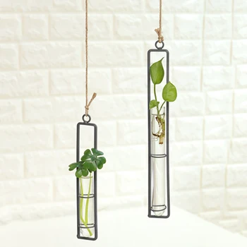 

Hanging Glass Tube Placing Art Crafts Mini Flowers Hang Display Decorative Hydroponics Plants Holders home decor flower pot