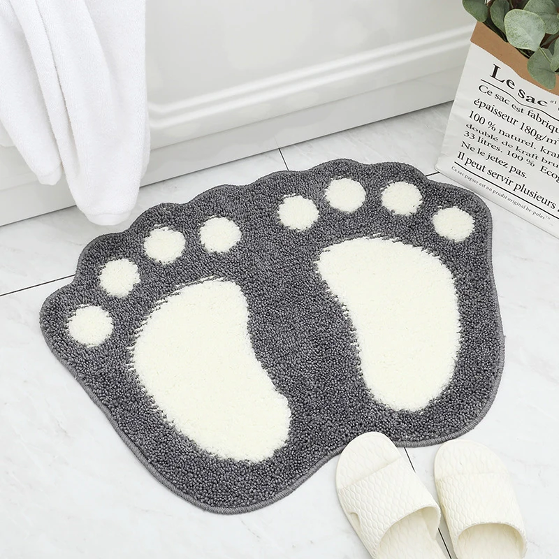 Домашняя ванная комната мягкий Противоскользящий мультфильм ног печатных милый коврик для комнаты коврики из микрофибры