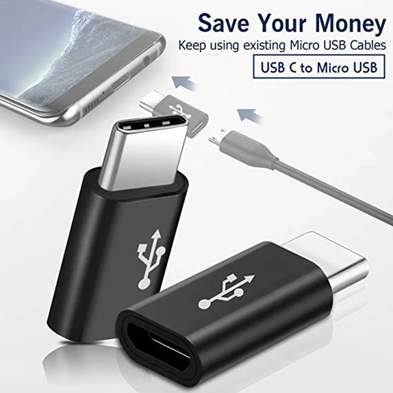 Адаптер Micro USB Type C для Samsung Galaxy A90 A80 A70 A60 A50 A40 A30 A20 конвертер адаптер|Переходники и