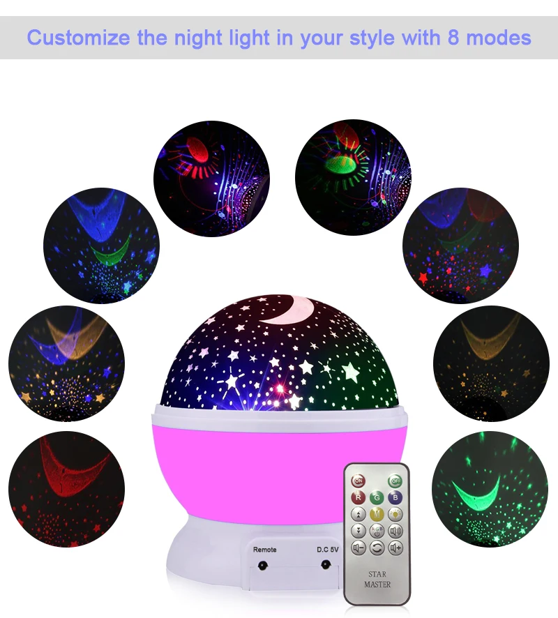 spot led light Remote Battery Operated Emergency Lamp LED Rotating Stars Projector Novelty Lighting Moon Sky Rotation Kids Baby Nursery 3w ligh led spotlight bulbs