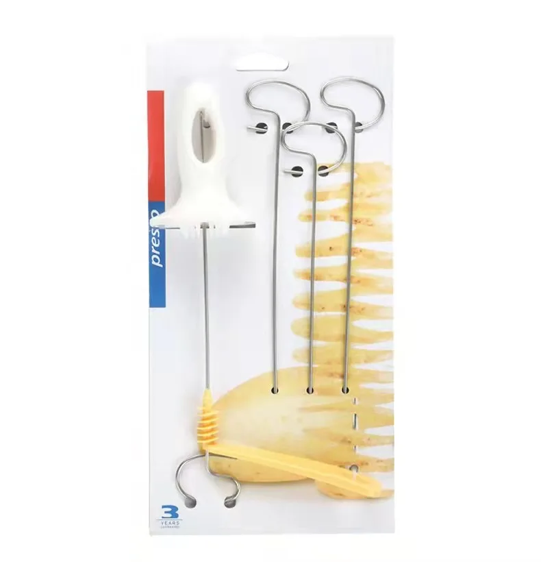 Potato Slicing Knife Skewers Grill Manual Rotating Potato Tower Spiral Vegetable grater Kitchen Supplies
