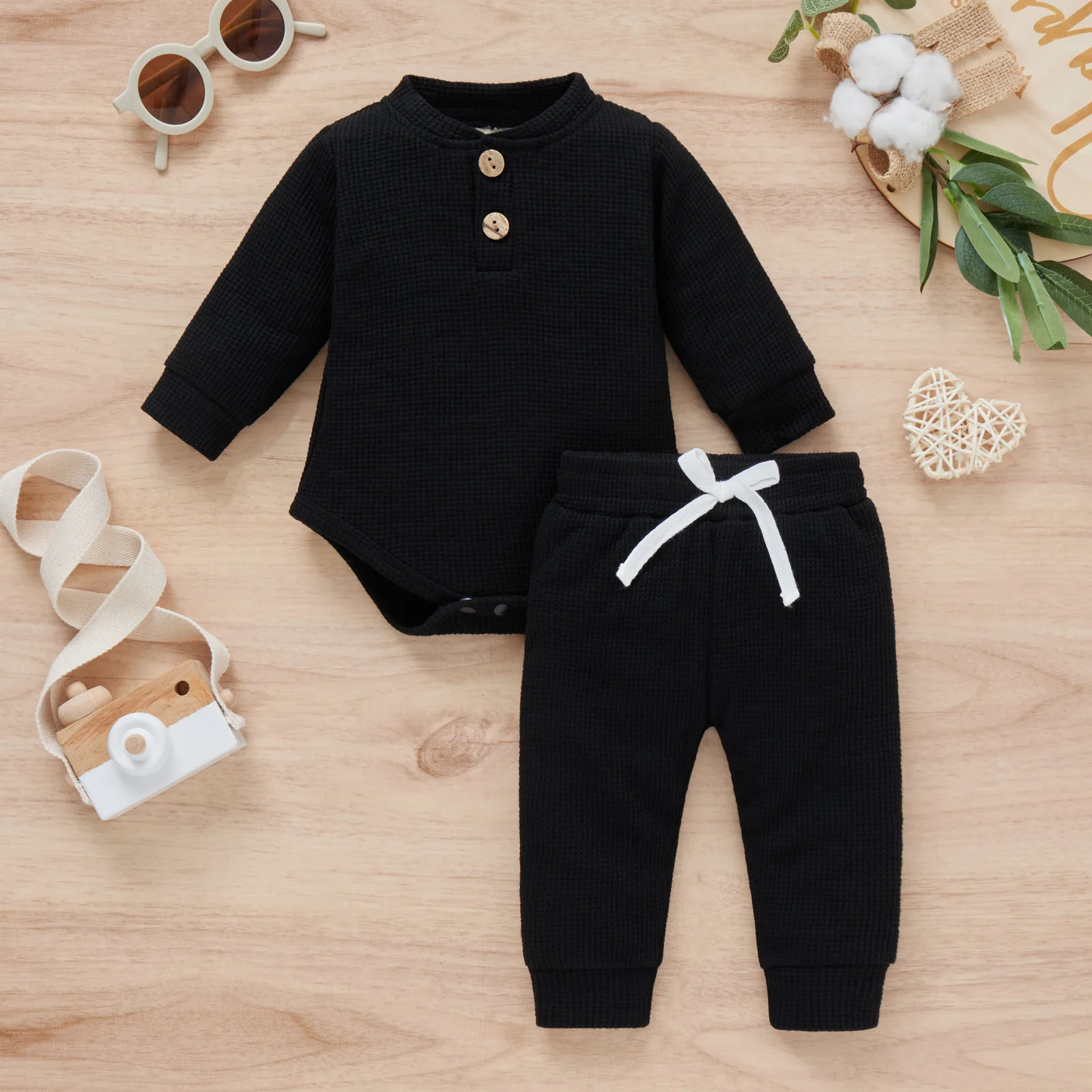 baby's complete set of clothing Baby Clothes Set 2pcs Spring Solid Long Sleeve Cotton Bodysuit Pants Autumn Infants Suits Toddler Boys Girls Outfits baby clothes set gift