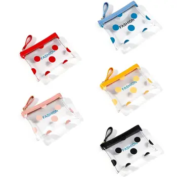

Women Transparent Cute Wallet PVC Coin Bag Case Girls Dotted Small Zipper Purse LX9F