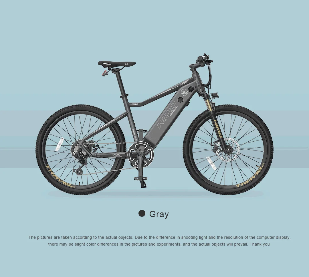 Gray 26 дюймов Электрический горный велосипед mi himo c26 ebike off-raod Электрический велосипед 48 в Скрытая литиевая батарея диапазон 40-80 км Гибридный ebike - Цвет: Gray