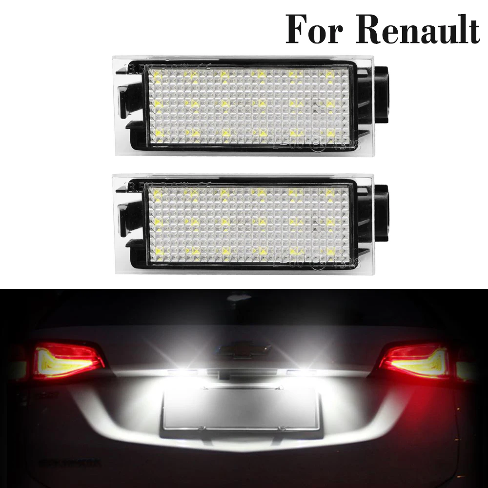 

2 Pcs LED License Plate Light For Renault Megane Twingo Laguna Phase Master 2 3 Clio Espace 4 Lamps Assembly Auto Luces