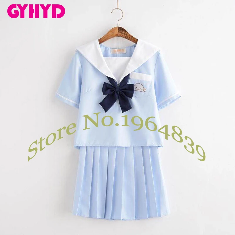 Вышивка JK, костюмы для косплея, небесно-голубой топ+ юбка+ галстук, школьная форма, милый японский костюм студентки для девочек