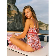 Сексуальный цельный купальник с v-образным вырезом для женщин, с принтом, пуш-ап, купальник, боди, монокини, купальный костюм, пляжная одежда для женщин