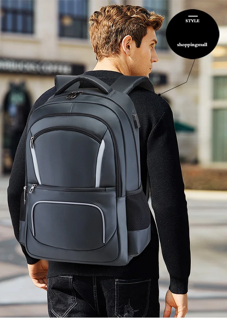 Waterproof Large Backpack 17.3 17 inch Laptop Backpack men Business Travel Multi-function Backpack male Traveling bag Black grey