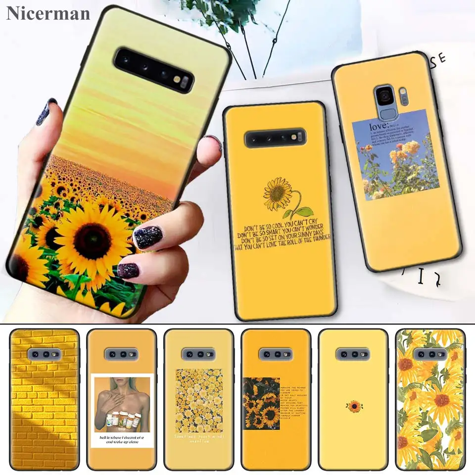 

Hippie Aesthetics Yellow Back Case Cover Coque for Samsung Galaxy S8 S9 S10 S10e 5G Note 8 9 10 5G Plus S7 S7 Edge S8+ S9+ S10+