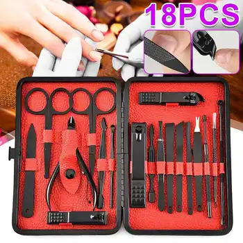 

18 Pcs Nail Clippers Professional Pedicure Scissors Set Portable Cuticle Eagle Hook Tweezers Manicure Nail Cutter Tool Set