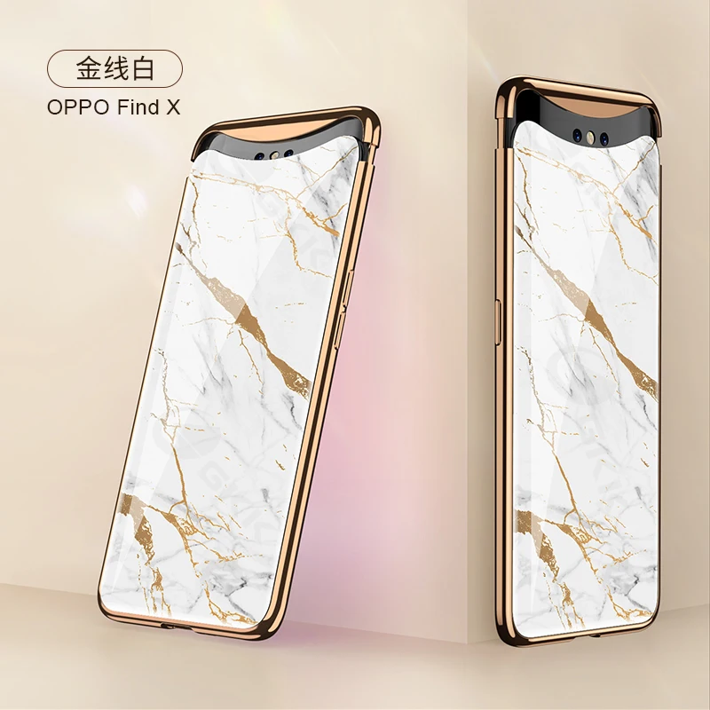 oppo phone cover GKK Tempered Glass Pattern Case For OPPO Find X Luxury Plating Frame With Protector Film Cover For OPPO Find X Case Shell Coque casing oppo Cases For OPPO