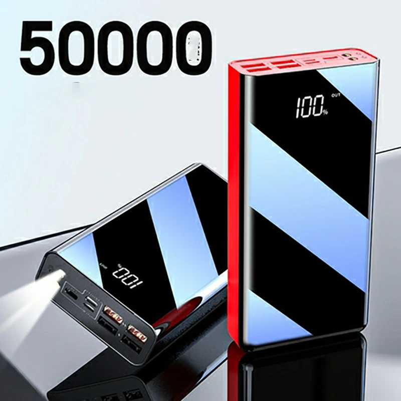 Портативный внешний аккумулятор 50000 мАч Type C Micro USB QC 2 1 А светодиодный дисплей с