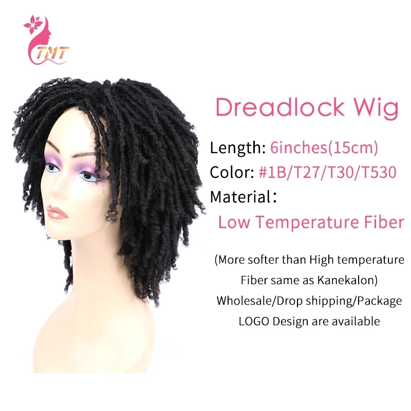 Synthetic Hair Wigs Curly Dreadlock Wig Short Twist Synthetic Braided Wigs Ombre Afro Short Curly Synthetic Wig Men Women Fashion Roll Twist Wigs