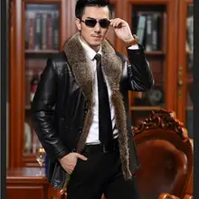 Мужское пальто из натуральной кожи с шерстяным воротником, зимние мужские куртки из овчины, кожаные пальто высокого качества размера плюс M-5XL