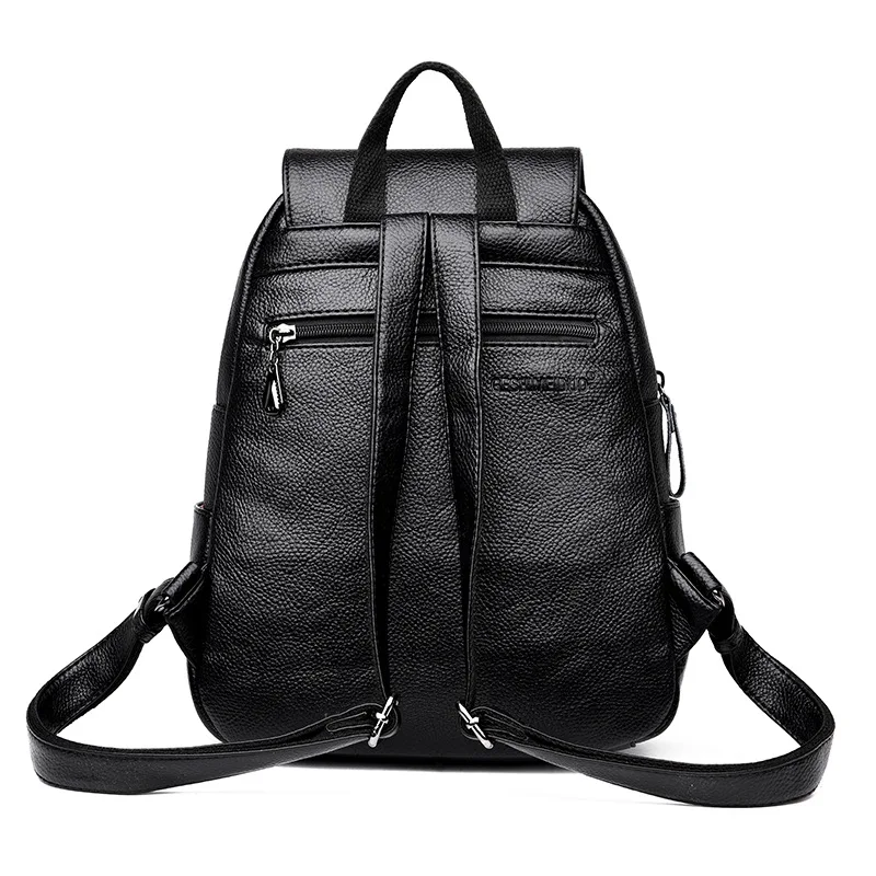

Multi-functional Backpack Schoolbag Europe And America New Style PU Leather Tassels WOMEN'S Bag Simple Casual Youth Backpack