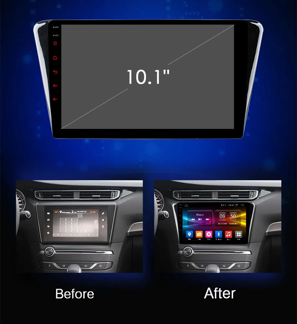 Cheap RoverOne Android 9.0 Octa Core Car Radio GPS For Peugeot 408 2014 2015 2016 2017 Touchscreen Multimedia Player Stereo Head Unit 4