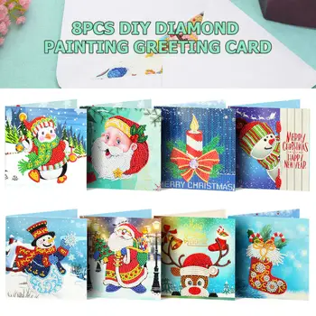 

8pcs Set 5D Pop Up DIY Diamond Painting Greeting Card Special Shaped Birthday Xmas Gift Decoration