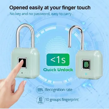 

Smart Keyless Fingerprint Padlock Wireless Fingerprint Unlock USB Rechargeable Door Luggage Case lock