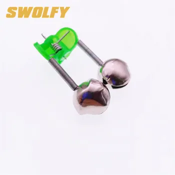 

SWOLFY 50 Pcs/lot fishing rod bells Fishing Accessory Rod Clamp Tip Clip Bells Ring Green ABS Outdoor Metal