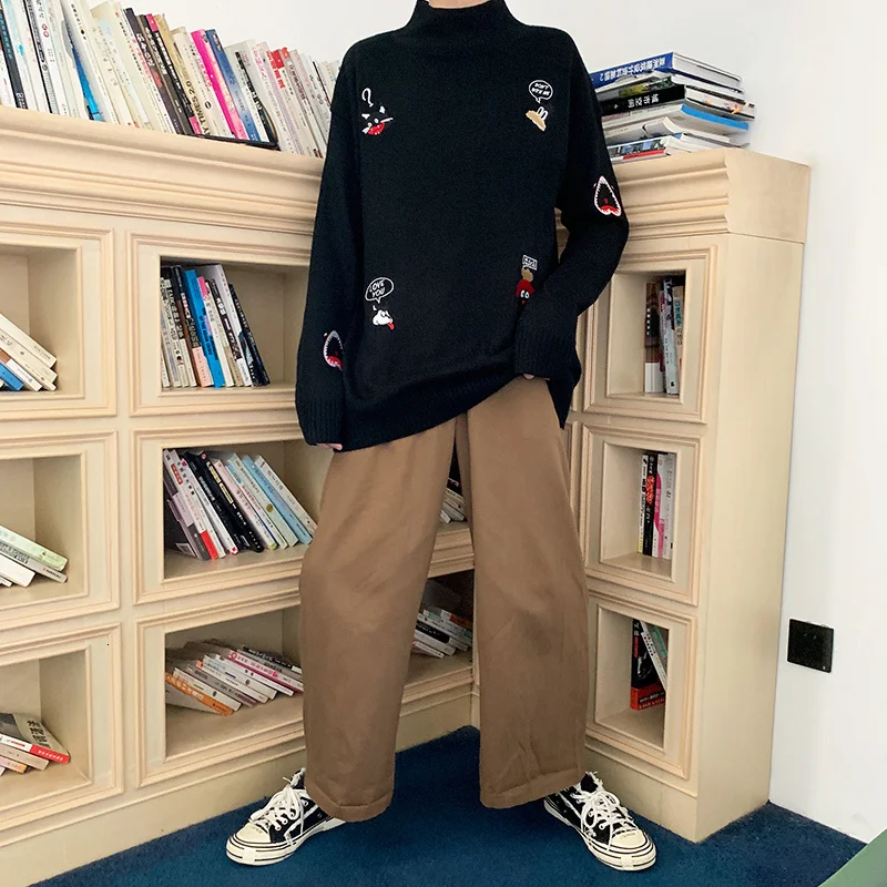 Ins Super Fire Couple Sweater Men Autumn And Winter New Lazy Wind Male And Female Korean Version Of Loose Embroidery Clothes Ins Super Fire Couple Sweater Men Autumn And Winter New Lazy Wind Male And Female Korean Version Of Loose Embroidery Clothes