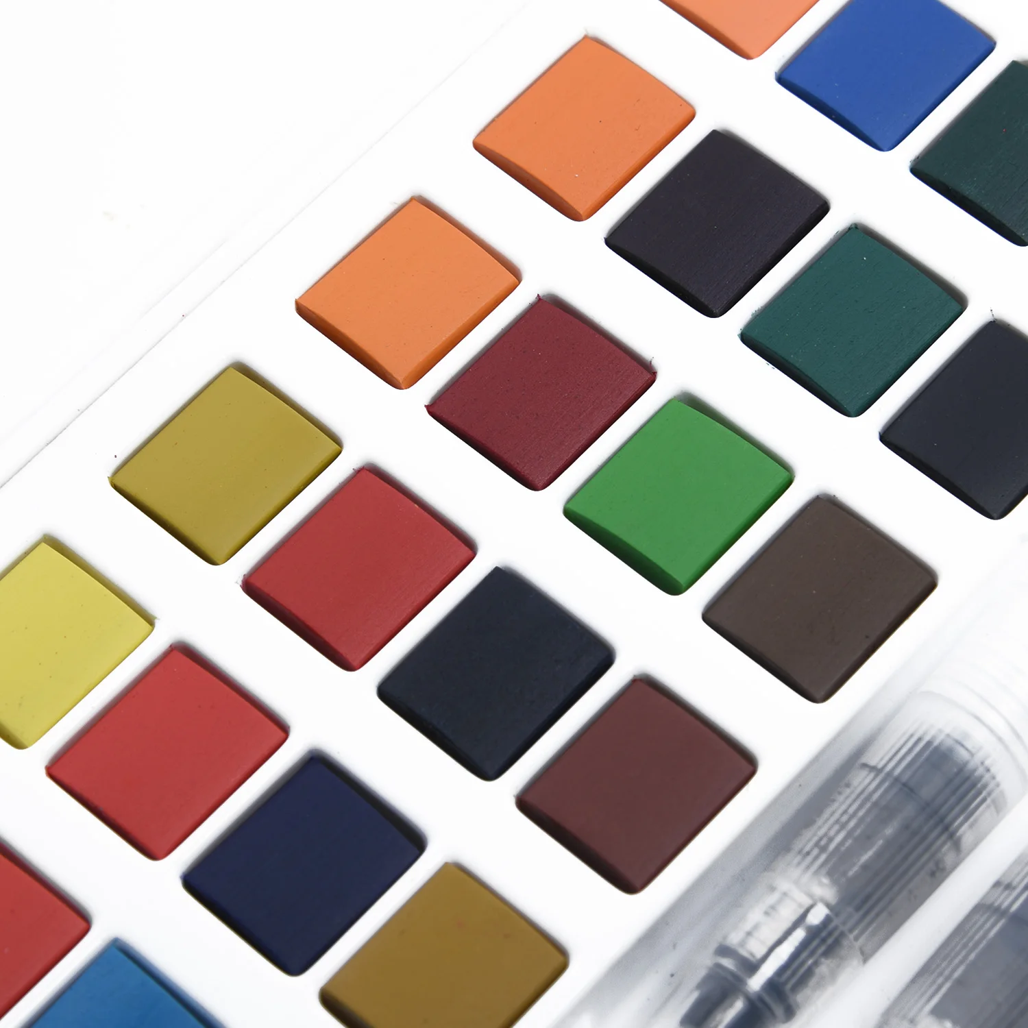 Solid Watercolor Paint Box Groove Design With Paintbrush Portable Box Kit