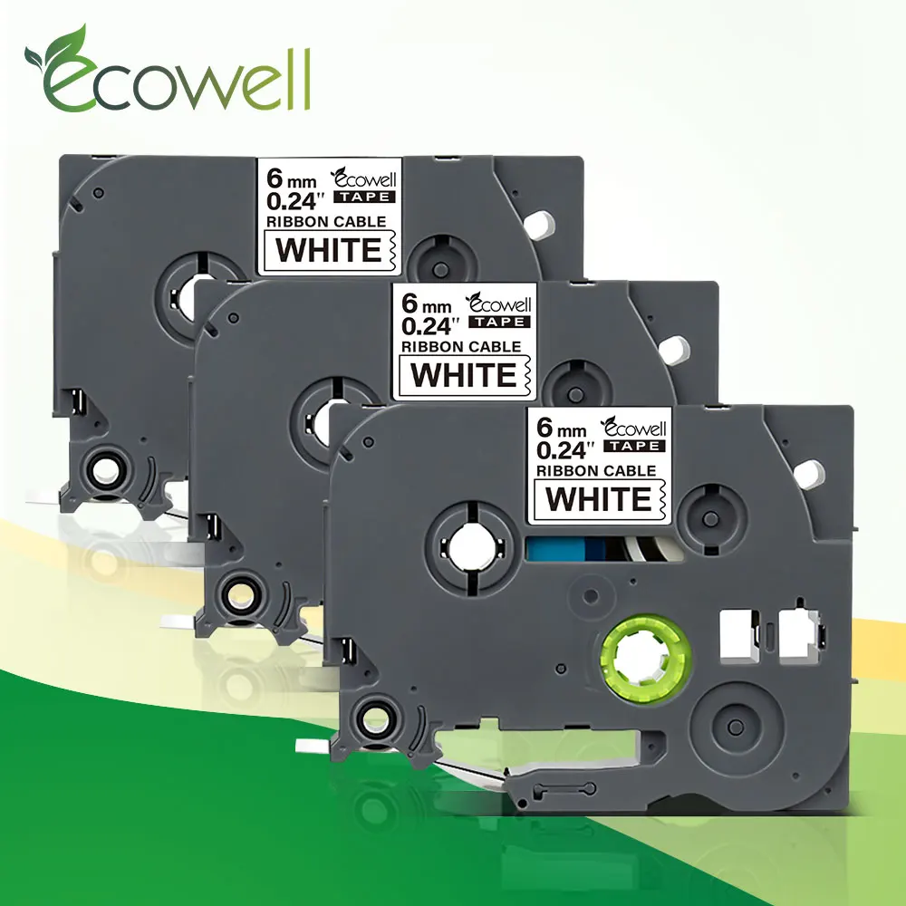 Ecowell 3 шт. черно белая TZe FX211 лента для принтера 6 мм TZeFX211 ламинированная этикетка