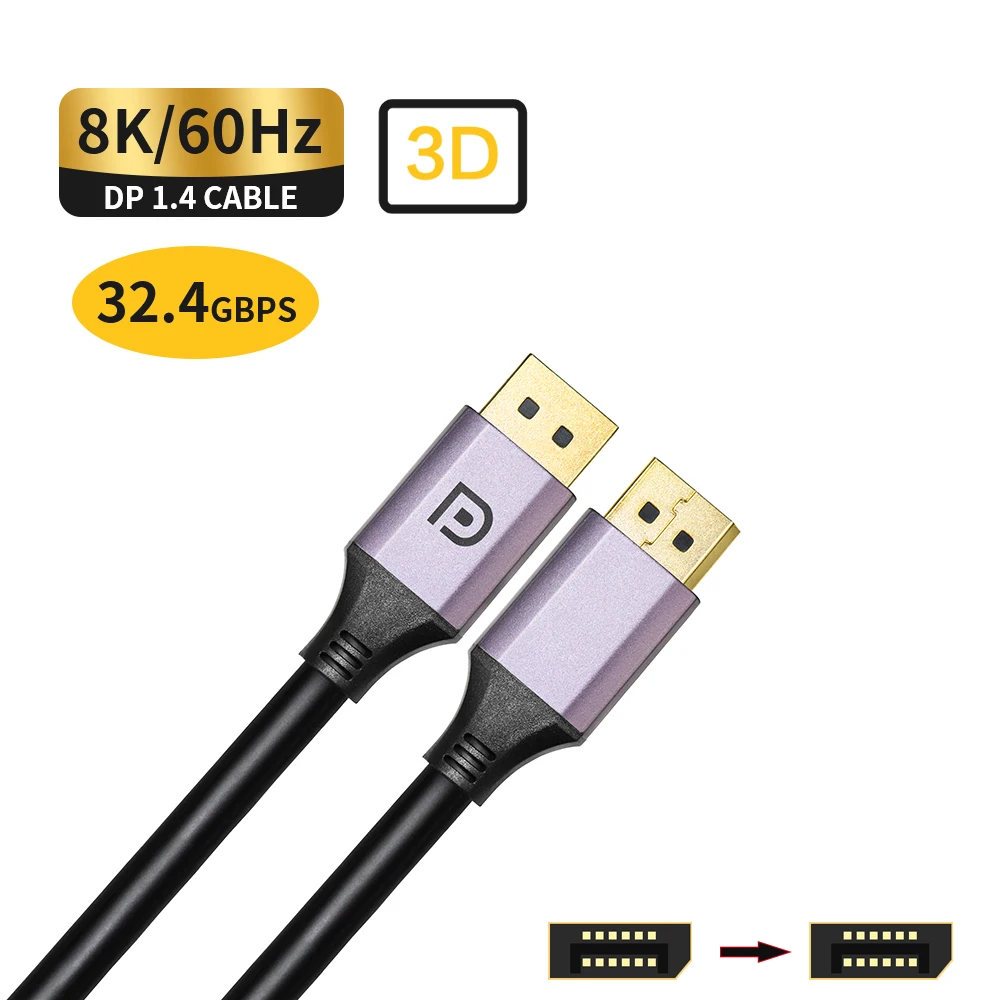 Кабель displayport 144 8K 60 Гц для проектора HD TV PS4 Xbox компьютера ТВ приставки адаптер dp 1 4