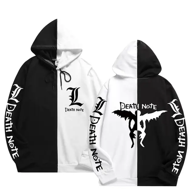 Death Note Hoodies Japanese Anime Men Women Streetwear Pullover Harajuku Graphic Patchwork Thin Sweatshirts Hoody