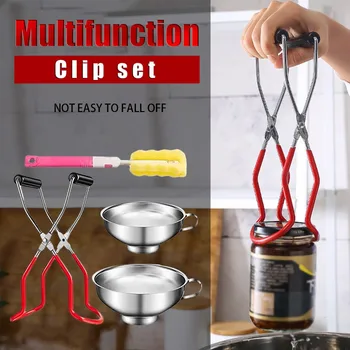 

Canning Tool Kit-four-piece Stainless Steel Canned Funnel Sponge Cleaning Brush Openers Household Specialty Tool Supplies