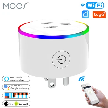 

US WiFi Smart Plug Outlet Wireless Power Socket Smart Life/Tuya App Remote Control Work with Alexa Google Home No Hub Required
