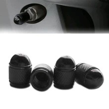 

4pcs/Set Black Aluminum Car Wheel Tire Valve Stems Caps Tyre Valve Air Dustproof Cover Screw Caps Car Styling Car Accessories