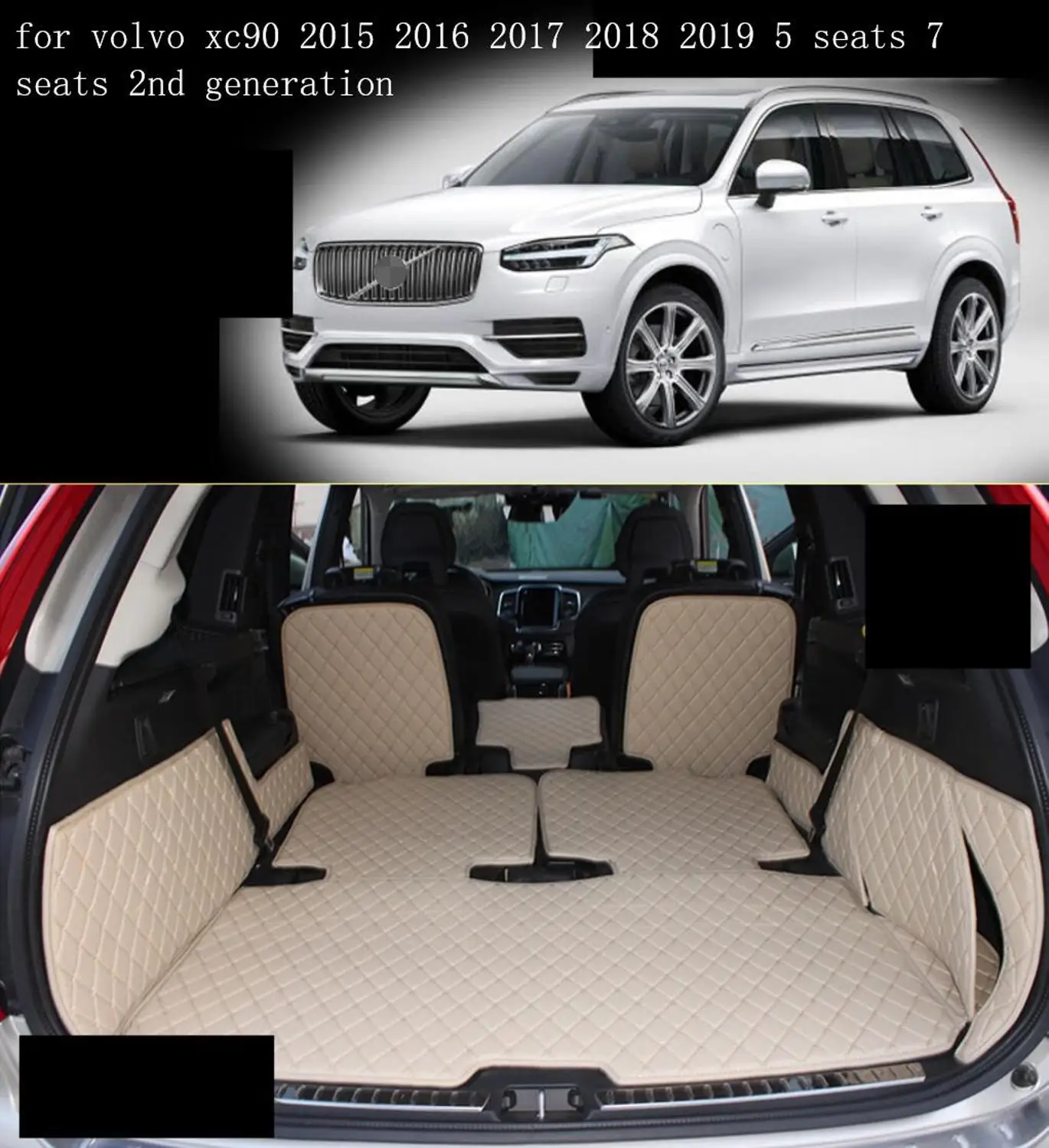 Волокна кожи багажник автомобиля коврик для volvo xc90 2015 2016 2017 2018 2019 5 мест 7 2nd generation