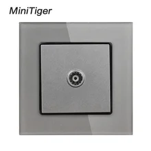 Minitiger Серый роскошный кристалл стеклянная панель 1 банда женский ТВ Джек Розетка настенная розетка 86*86 мм