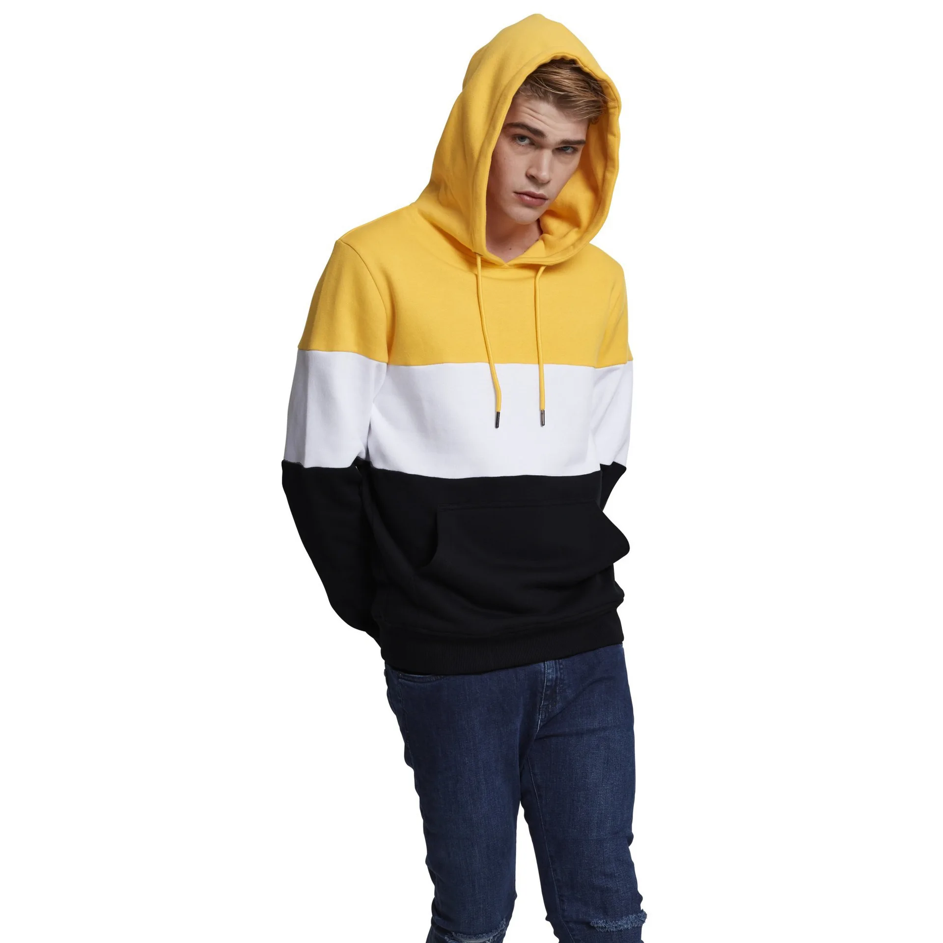 

2020 New Fashion Pullover Hooded Long Sleeve Sweatshirt Men Clothing Plus Size Hoodies Casual Striped Sportwear