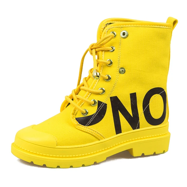 yellow flat boots