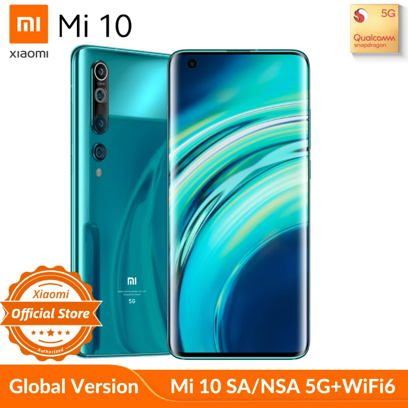 Globale Version Xiaomi Mi 10 5G SA/NSA Qualcomm 865 8 GB 128 GB / 256 GB Smartphone WiFi 6 LPDDR5 UFS 3.0 108 MP Pro Kamera 8K Videoaufzeichnung NFC Google Pay AMOLED Display Globale Version Xiaomi Mi 10 5G SA/NSA Qualcomm 865 8 GB 128 GB / 256 GB Smartphone WiFi 6 LPDDR5 UFS 3.0 108 MP Pro Kamera 8K Videoaufzeichnung NFC Google Pay AMOLED Display