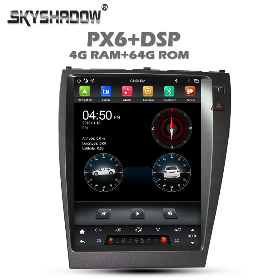 Вертикальный автомобильный DVD-плеер Tesla DSP IPS PX6 Android 10 0 64G GPS РАДИО Wifi Bluetooth 5 для LEXUS